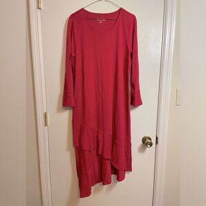 Soft Surroundings Lucia Flounce Casual and Comfortable Red Women's Dress Sz M